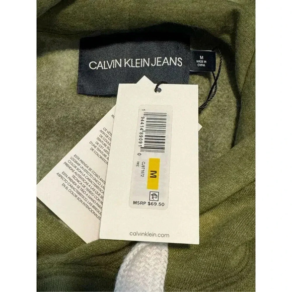 NEW Calvin Klein Jeans Medium Green & Yellow Tie Dyed Cropped Hooded Sweatshirt - Picture 4 of 7